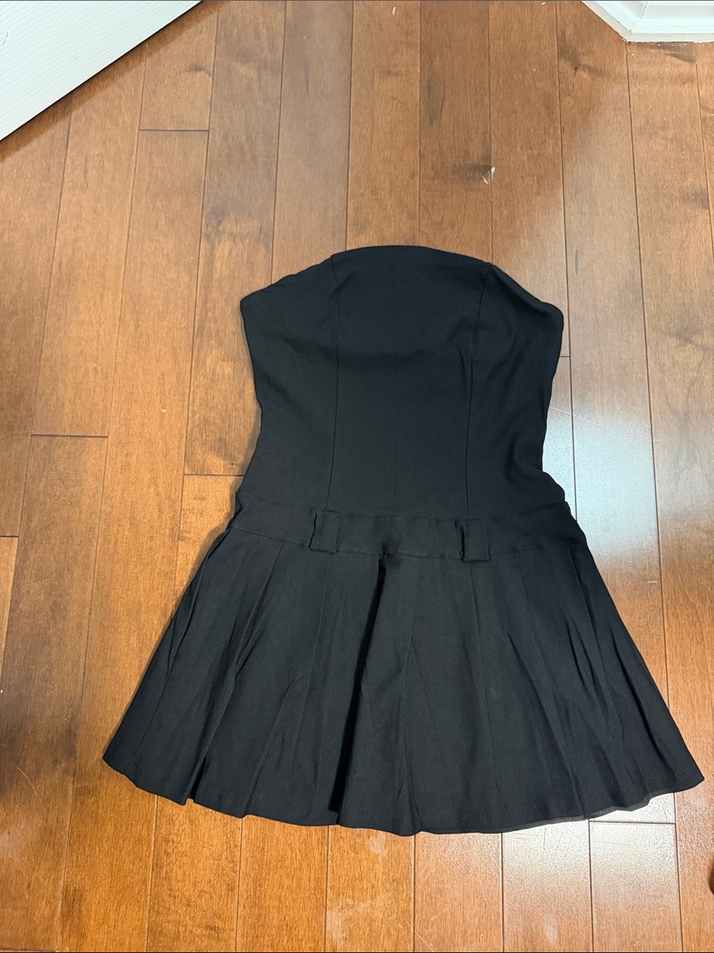 Strapless Black Pleated Mini Dress
